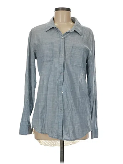 Pre-owned Free People Long Sleeve Button Down Shirt In Gray