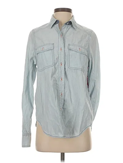 Pre-owned Free People Long Sleeve Button Down Shirt In Gray