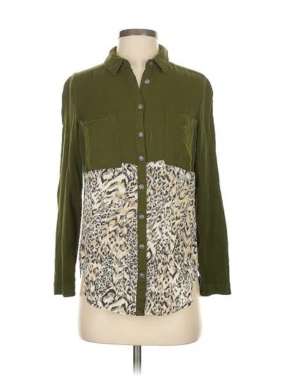 Pre-owned Free People Long Sleeve Button Down Shirt In Green