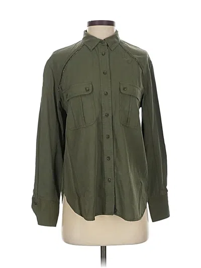 Pre-owned Free People Long Sleeve Button Down Shirt In Green