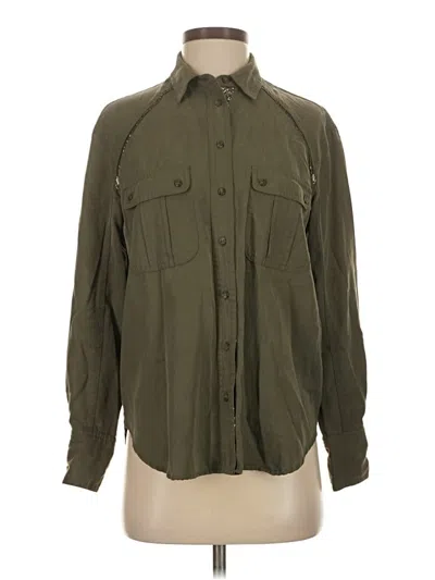 Pre-owned Free People Long Sleeve Button Down Shirt In Green
