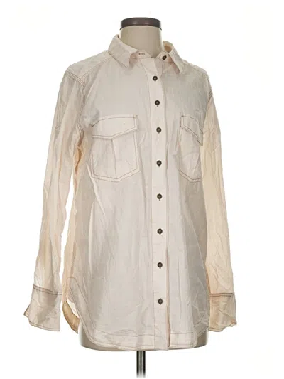 Pre-owned Free People Long Sleeve Button Down Shirt In Ivory