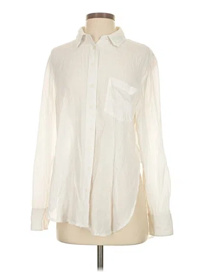 Pre-owned Free People Long Sleeve Button Down Shirt In Ivory
