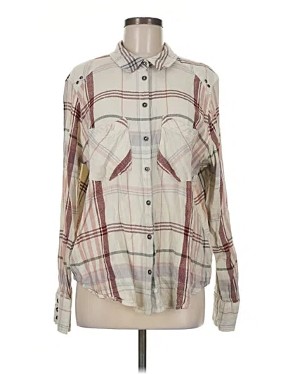 Pre-owned Free People Long Sleeve Button Down Shirt In Ivory