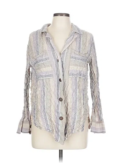 Pre-owned Free People Long Sleeve Button Down Shirt In Purple