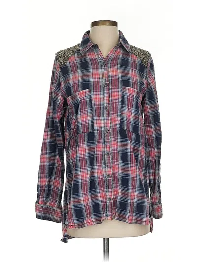 Pre-owned Free People Long Sleeve Button Down Shirt In Red