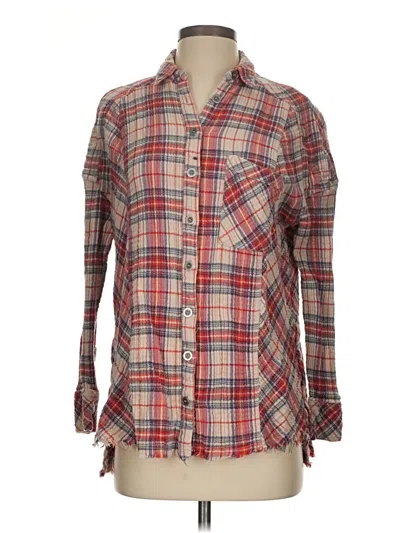 Pre-owned Free People Long Sleeve Button Down Shirt In Red