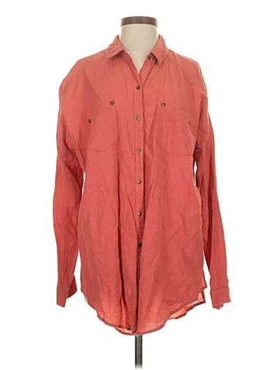 Pre-owned Free People Long Sleeve Button Down Shirt In Red