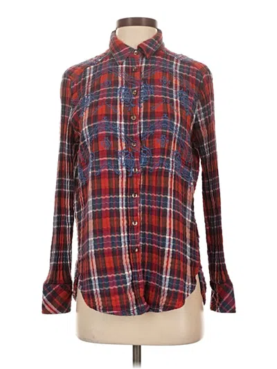 Pre-owned Free People Long Sleeve Button Down Shirt In Red