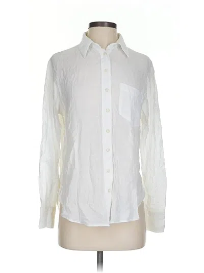 Pre-owned Free People Long Sleeve Button Down Shirt In White