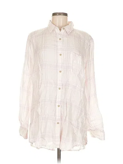 Pre-owned Free People Long Sleeve Button Down Shirt In White