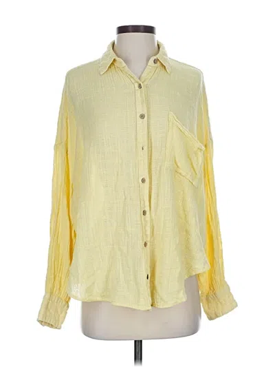 Pre-owned Free People Long Sleeve Button Down Shirt In Yellow