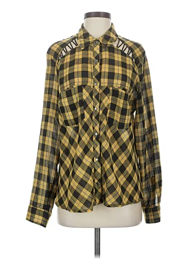 Pre-owned Free People Long Sleeve Button Down Shirt In Yellow