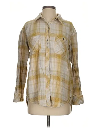 Pre-owned Free People Long Sleeve Button Down Shirt In Yellow