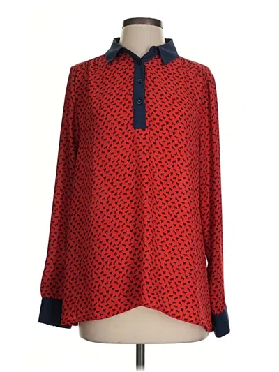 Pre-owned Free People Long Sleeve Polo Shirt In Red