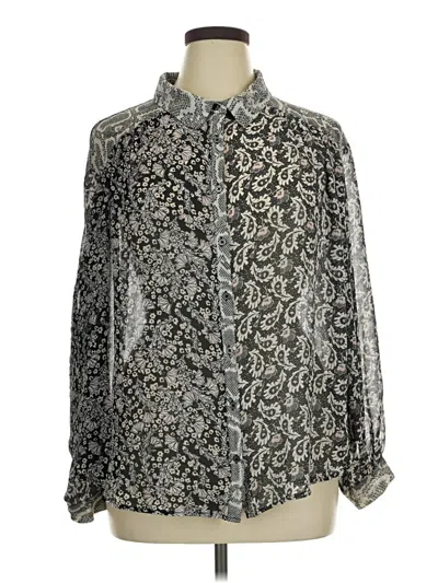Pre-owned Free People Long Sleeve Polo Shirt In Silver