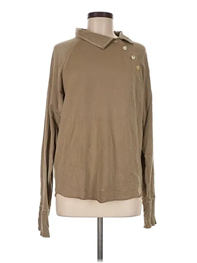 Pre-owned Free People Long Sleeve Polo Shirt In Tan