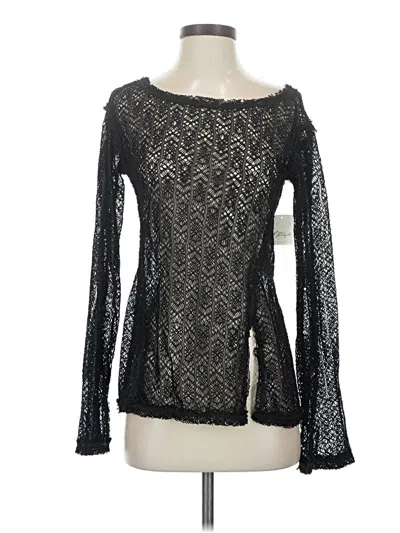 Free People Long Sleeve Top Black Boatneck Tops