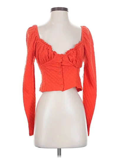Free People Long Sleeve Top Orange Sweetheart Neckline Tops