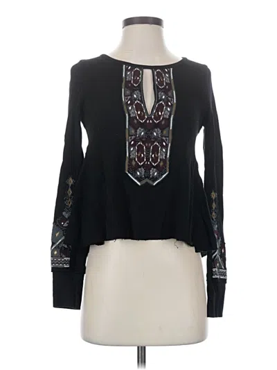 Pre-owned Free People Long Sleeve T-shirt In Black