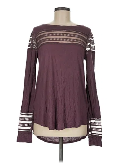 Pre-owned Free People Long Sleeve T-shirt In Burgundy