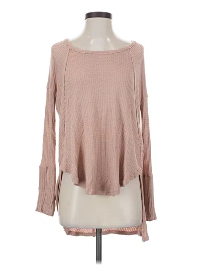 Pre-owned Free People Long Sleeve T-shirt In Tan