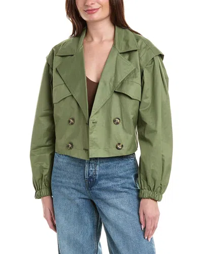 Free People Looking Glass Crop Trench Coat In Green