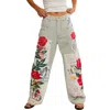 Free People Lost And Found High Waist Patch Detail Railroad Stripe Jeans In Multi