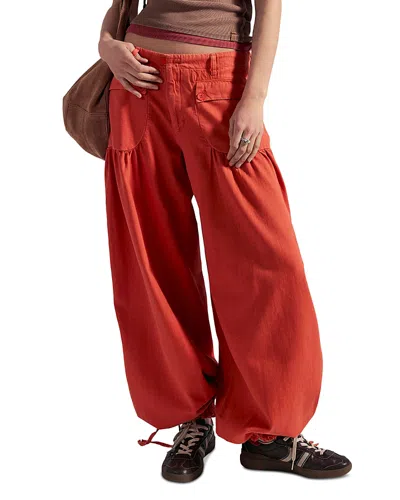 Free People Lotus Cotton Mid Rise Balloon Jeans In Cayenne In Orange