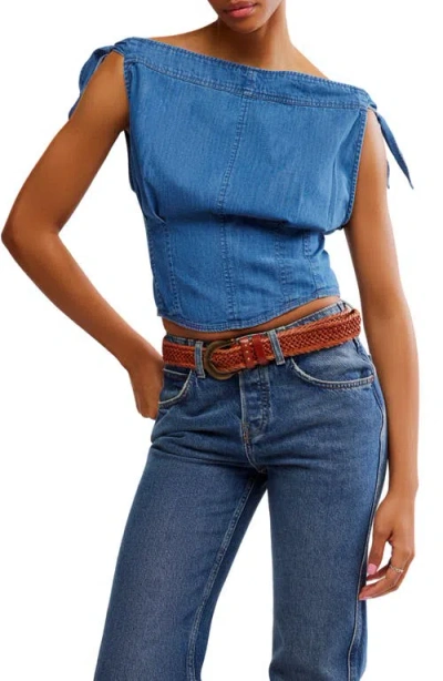 Free People Louie Denim Off The Shoulder Top