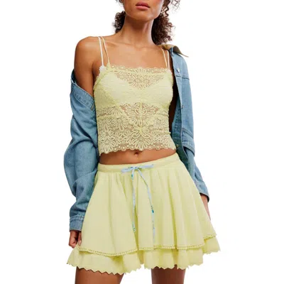 Free People Love And Lace Semi Sheer Crop Camisole In Yellow