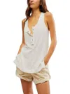 Free People Love Language Henley Tank Top In Ivory In White