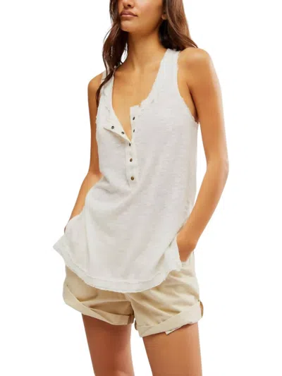 Free People Love Language Henley Tank Top In Ivory In Multi