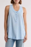 Free People Love Language Linen & Cotton Tank In Blue