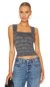 Free People Love Letter Floral Knit Camisole In Black