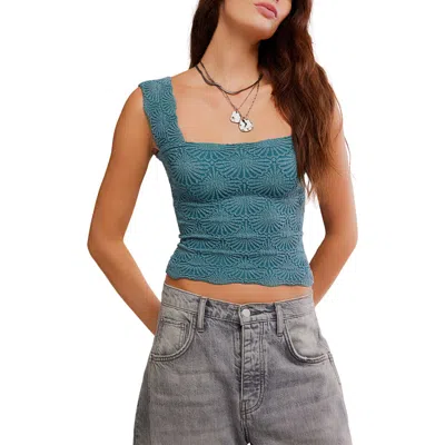 Free People Love Letter Floral Knit Camisole In Green