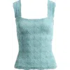 Free People Love Letter Floral Knit Camisole In Blue