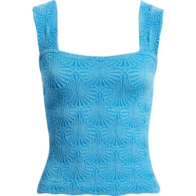 Free People Love Letter Floral Knit Camisole In Blue