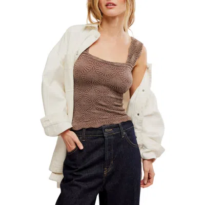 Free People Love Letter Floral Knit Camisole In Brown