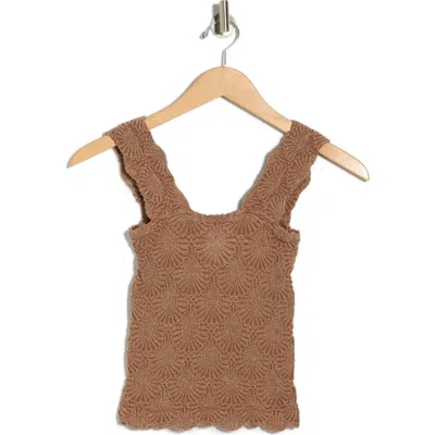 Free People Love Letter Floral Knit Camisole In Brown
