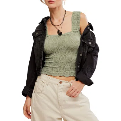 Free People Love Letter Floral Knit Camisole In Green
