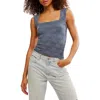 Free People Love Letter Floral Knit Camisole In Indigo Pura