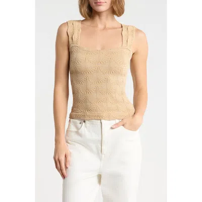 Free People Love Letter Floral Knit Camisole In Brown