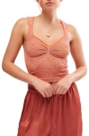 Free People Love Letter Floral Smocked Top In Apricot Brandy