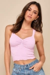 FREE PEOPLE LOVE LETTER LIGHT PINK FLORAL JACQUARD CROPPED TANK TOP