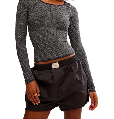 Free People Love Letter Long Sleeve In Black In Gray