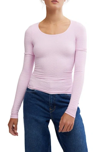 Free People Love Letter Long Sleeve Knit Top In Pink