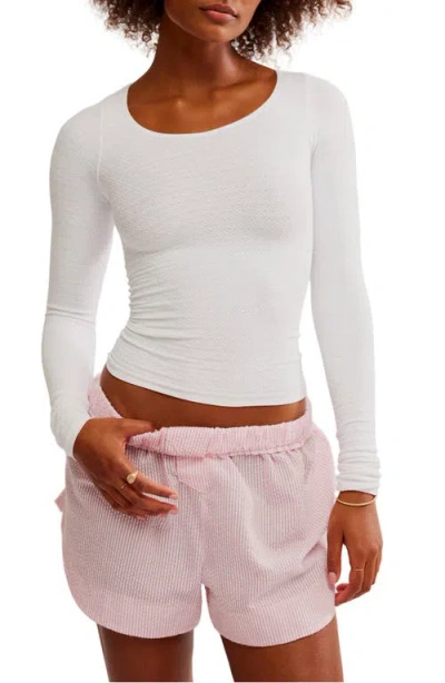 Free People Love Letter Long Sleeve Knit Top In White