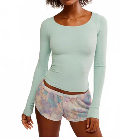 Free People Love Letter Long Sleeve Top In Mint Green