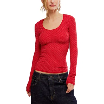 Free People Love Letter Long Sleeve Top In Red